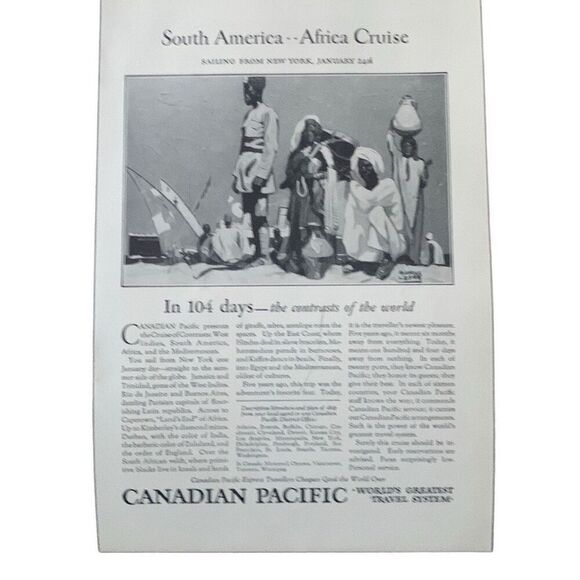 Vintage 1927 Canadian Pacific 104 Days Ad Advertisement - Picture 3 of 4